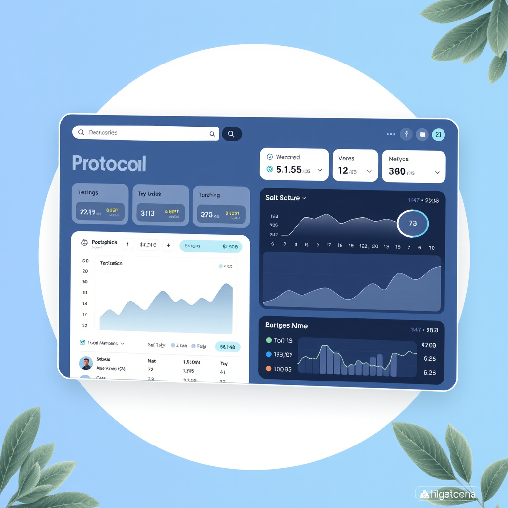Modern decentralized finance platform interface showing clean dashboard with protocol statistics and user-friendly navigation elements